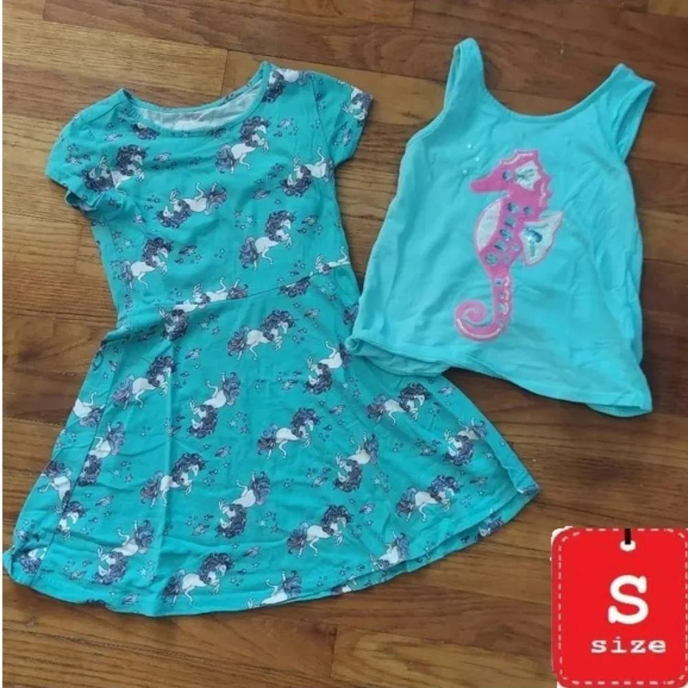 🎁 10/$25. Teal turquoise bundle of sundress and tank, Size Small - Picture 9 of 9